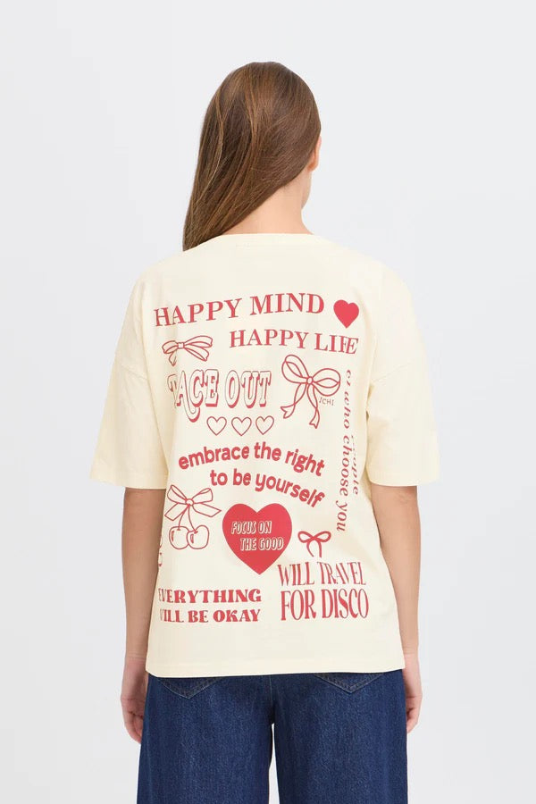 ICHI Nabino Graphic T- Shirt - Birch