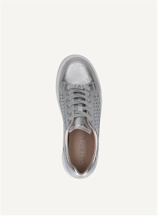 Caprice Silver Laser Cut Leather Trainers