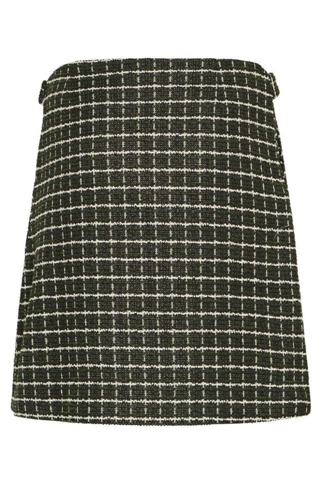 ICHI Cloule Check Tweed Skirt - Riffle Green