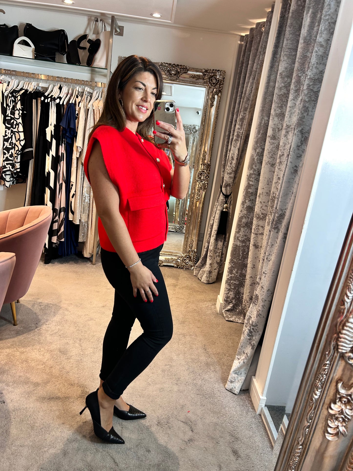 FY Red Button Gillet Tank Top