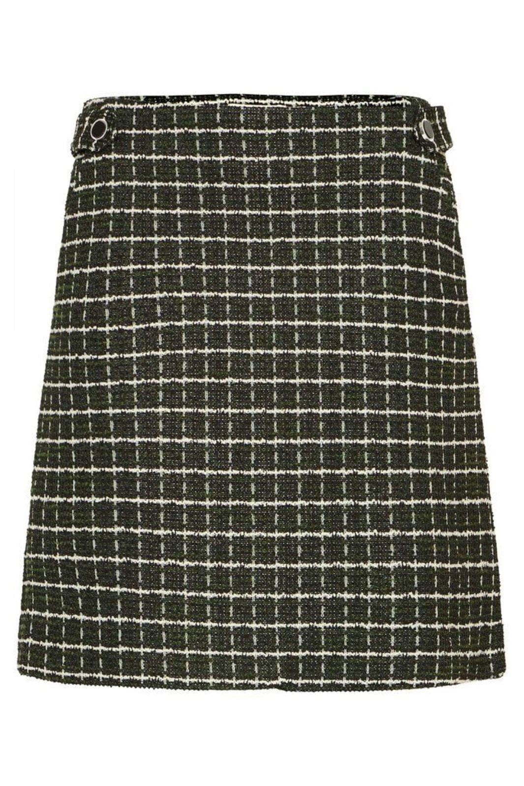 ICHI Cloule Check Tweed Skirt - Riffle Green