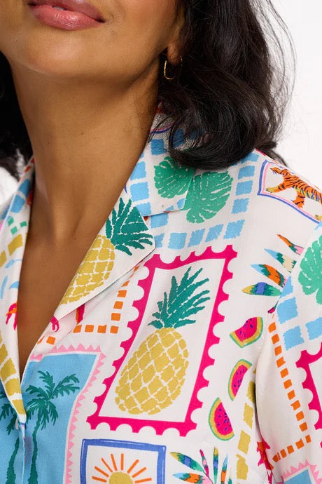 Sugarhill Brighton Odele Shirt - Off-White, Jungle Tile