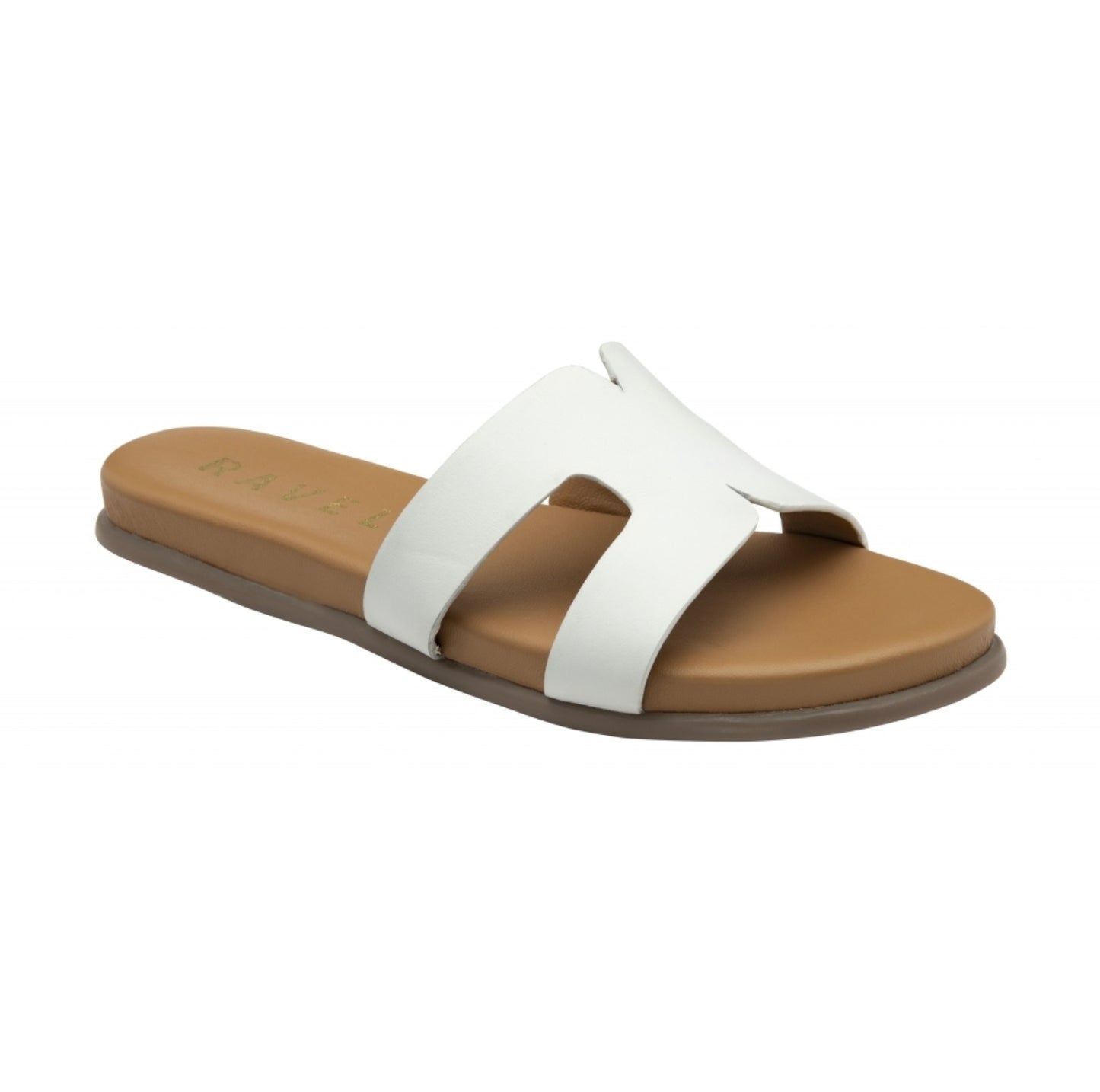 Ravel White Leather Fintry Flat Mule Sandals