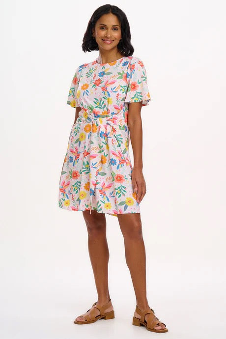 Sugarhill Brighton Orchid Mini Dress - Off-White, Tropical Hummingbird