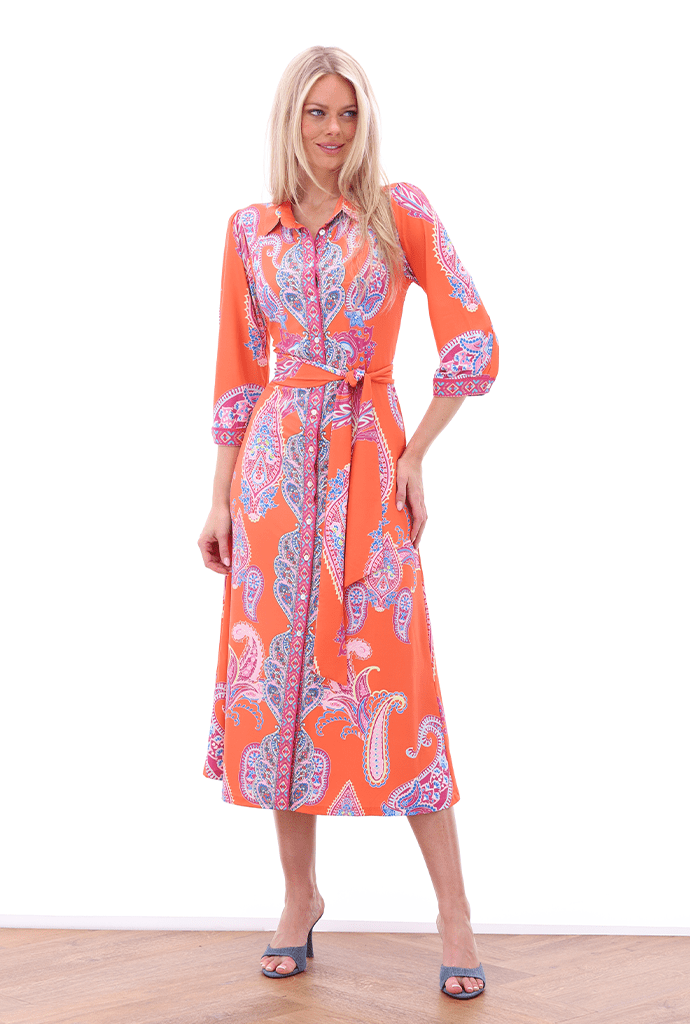 K-Design Paisley Shirt Dress - Orange