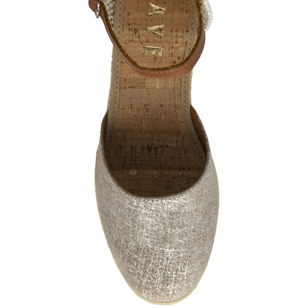Ravel Silver Leather Vista Espadrille Wedge Sandals
