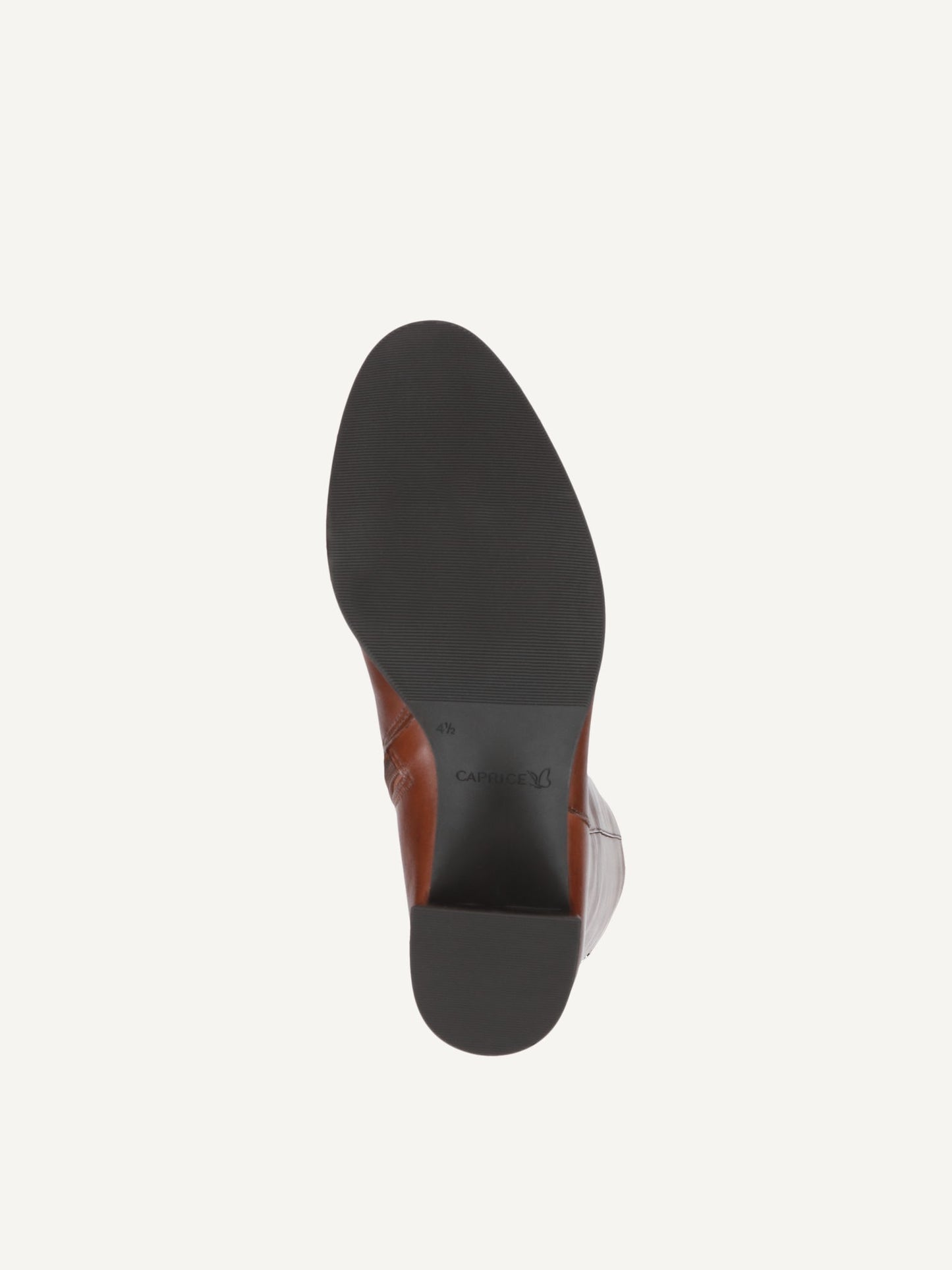 Caprice Long Leather Block Heel Boot - Cognac/Tani