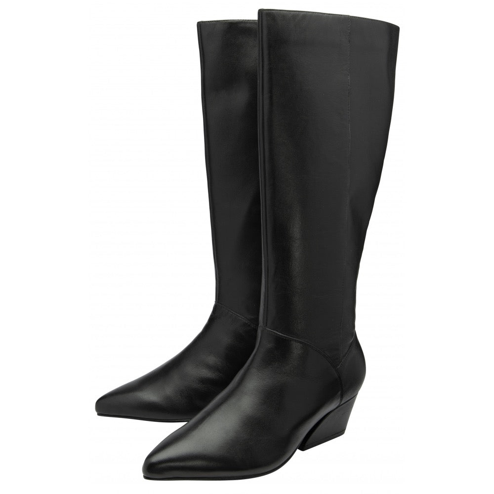 Ravel Catton Knee High Leather Boot - Black