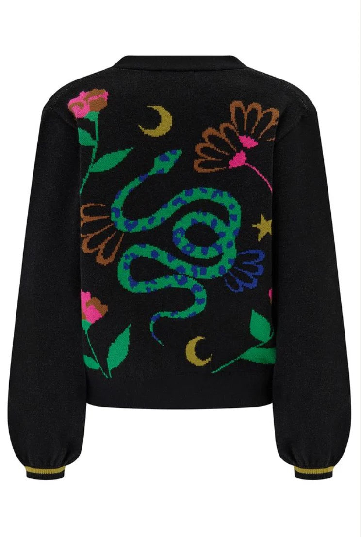 Sugarhill Brighton Adrian Cardigan - Black Floral Snake