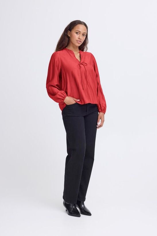 ICHI Karlani Blouse - Red Dahliau