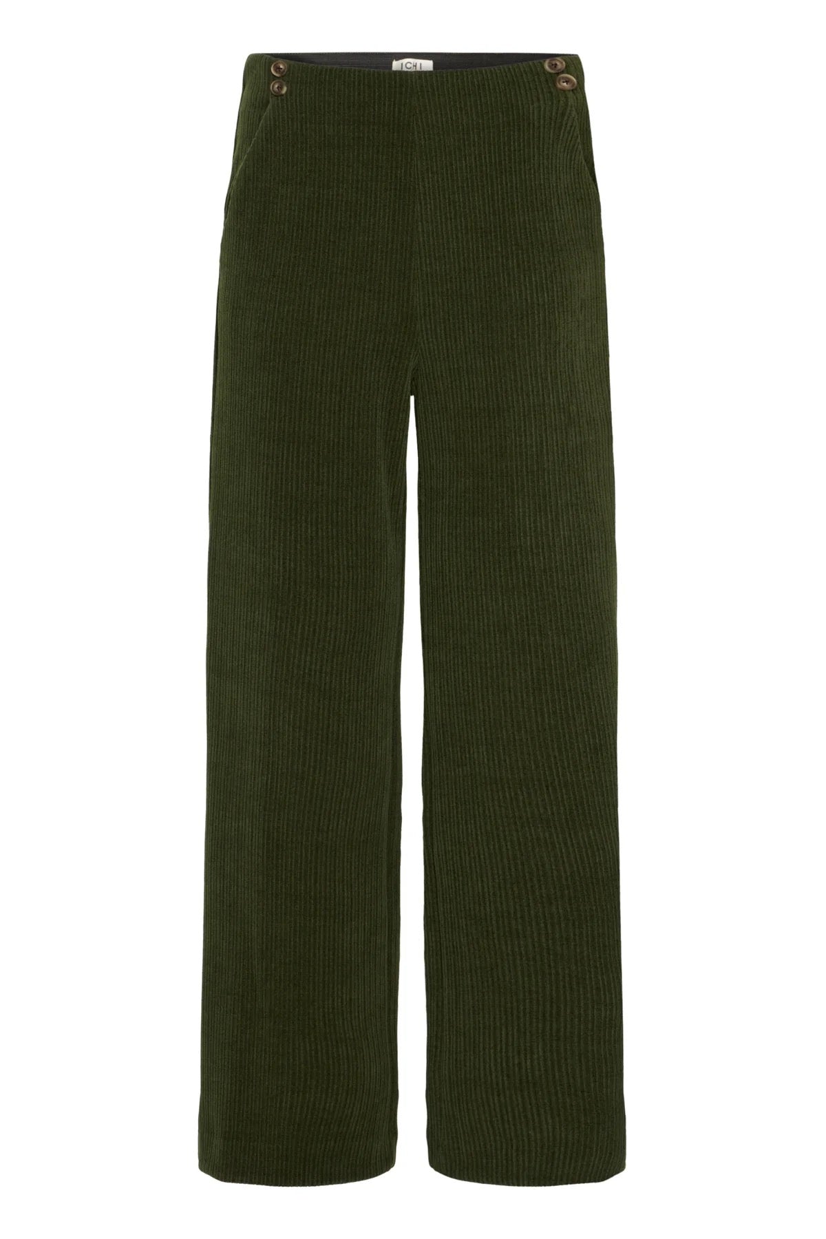ICHI Kate Corduroy Trousers - Riffle Green