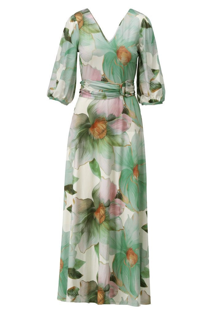 K-Design Floral Maxi Dress with Tie Belt