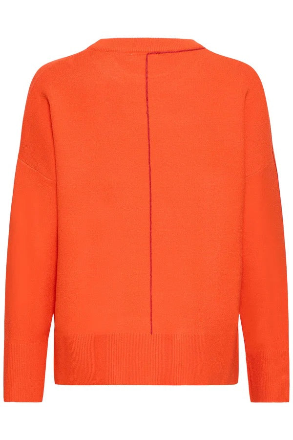 ICHI Ballia Long Sleeve Sweater - Fiery Red