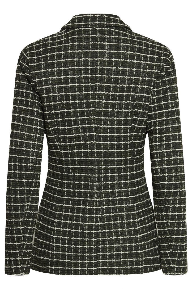 ICHI Cloule Check Tweed Jacket - Riffle Green