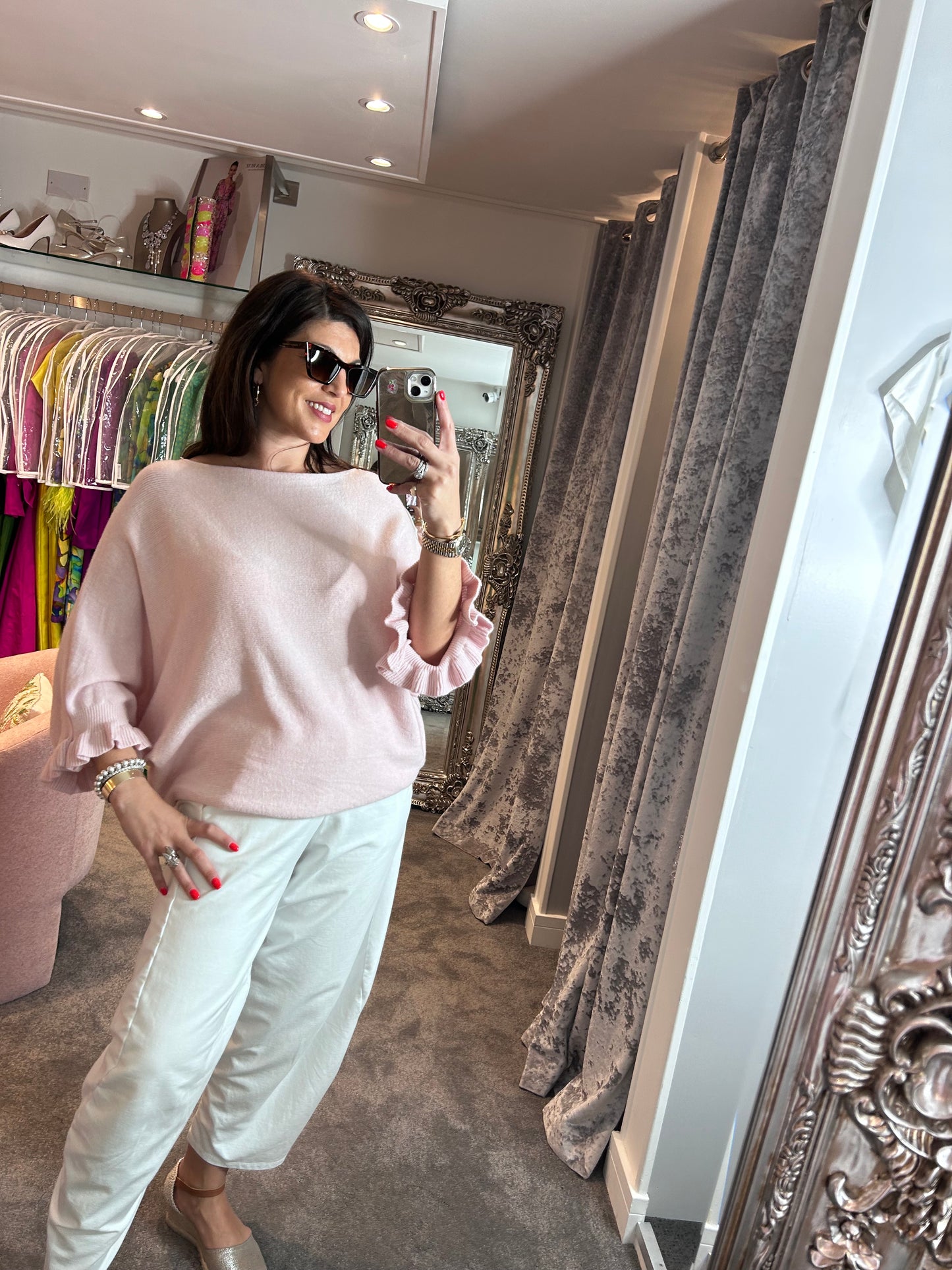 Studio Ruffle Edge Knit - Blush Pink
