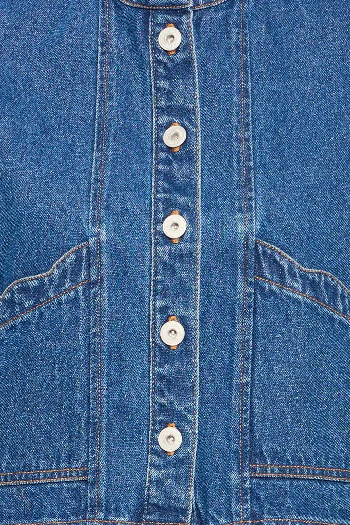 ICHI Palou Demin waistcoat - Mid Blue