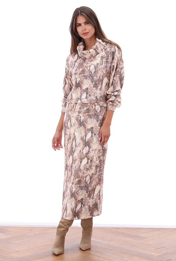 K-Design 2 Piece Knitted Dress & Jumper Set - Snake Print