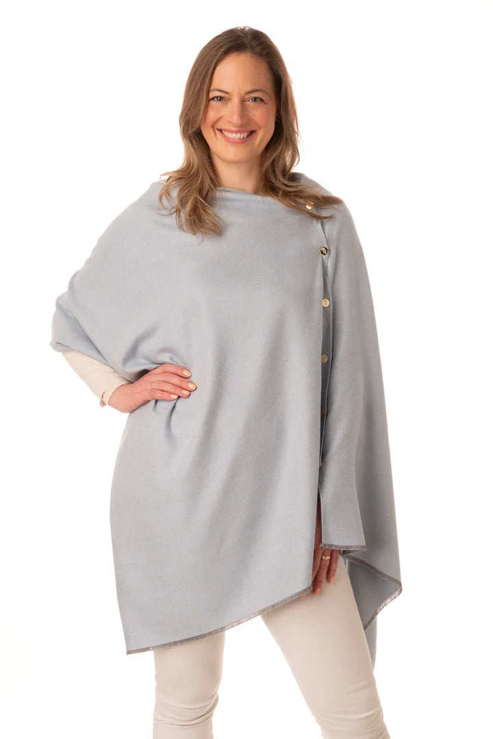 Franchetti Bond Gisellina Button Poncho - Pale Blue