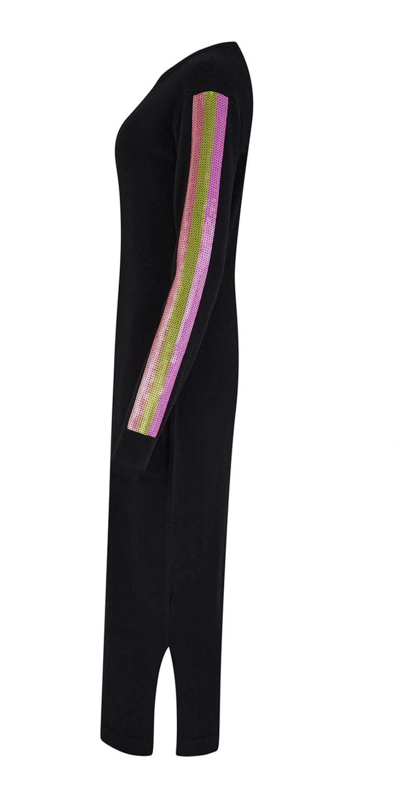 Sugarhill Brighton Sonia Knit Midi Dress - Black, Sequin Stripes