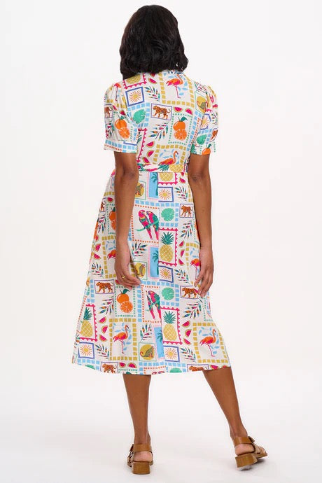 Sugarhill Brighton Penelope Midi Shirt Dress - Off-white, Jungle Tile