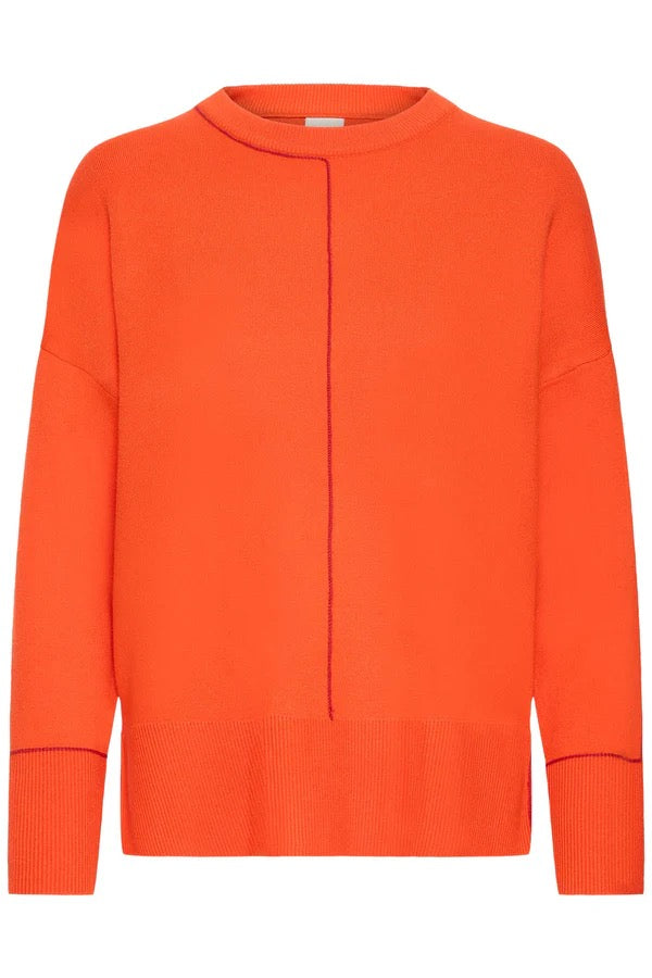 ICHI Ballia Long Sleeve Sweater - Fiery Red