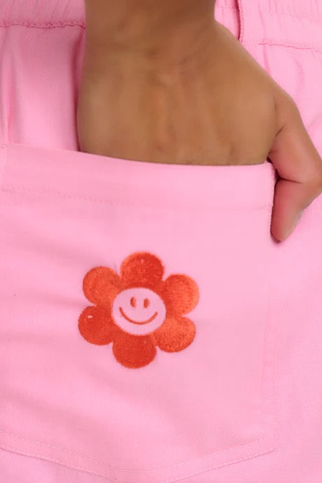 Sugarhill Brighton Lorrie Shorts - Pink, Smiley Flower Pocket