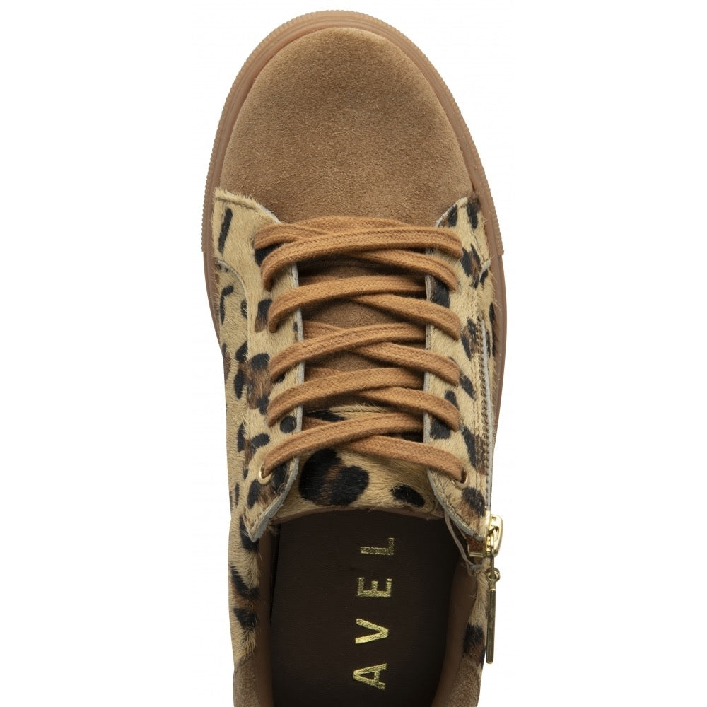 Ravel Gage Leather Leopard Print Trainer
