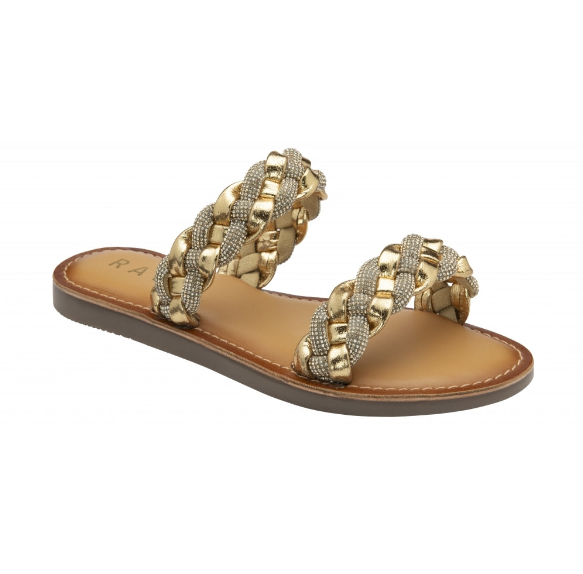 Ravel Pewter & Gold Leather Naroo Mule Sandals