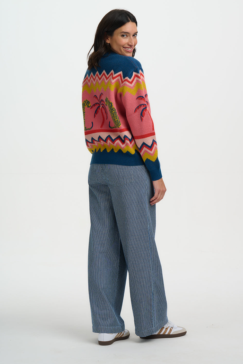Sugarhill Brighton Solana Knitted Bomber - Multi, Leopard And Palms