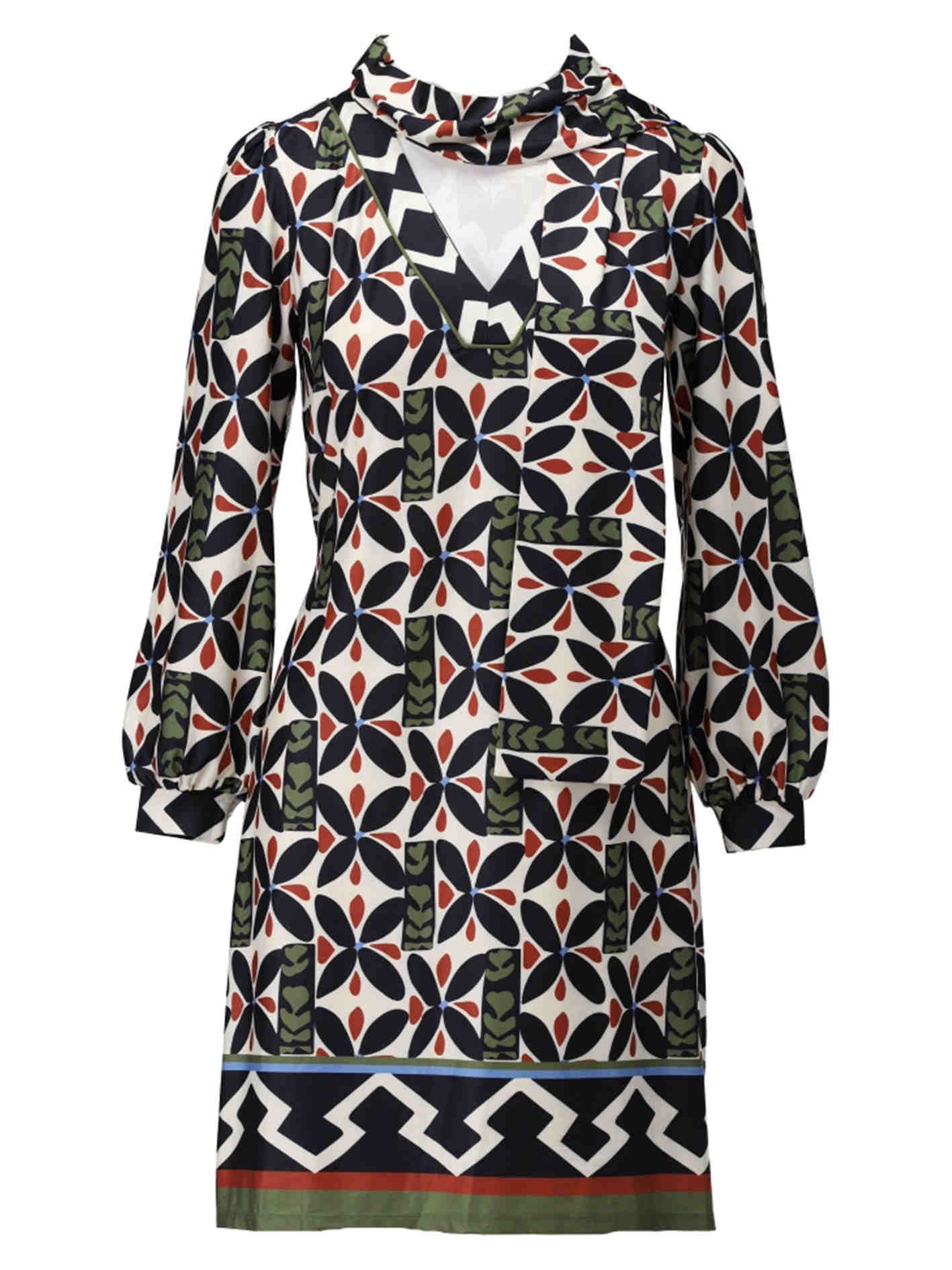 K-Design V Neck Tunic Dress - Geo Print