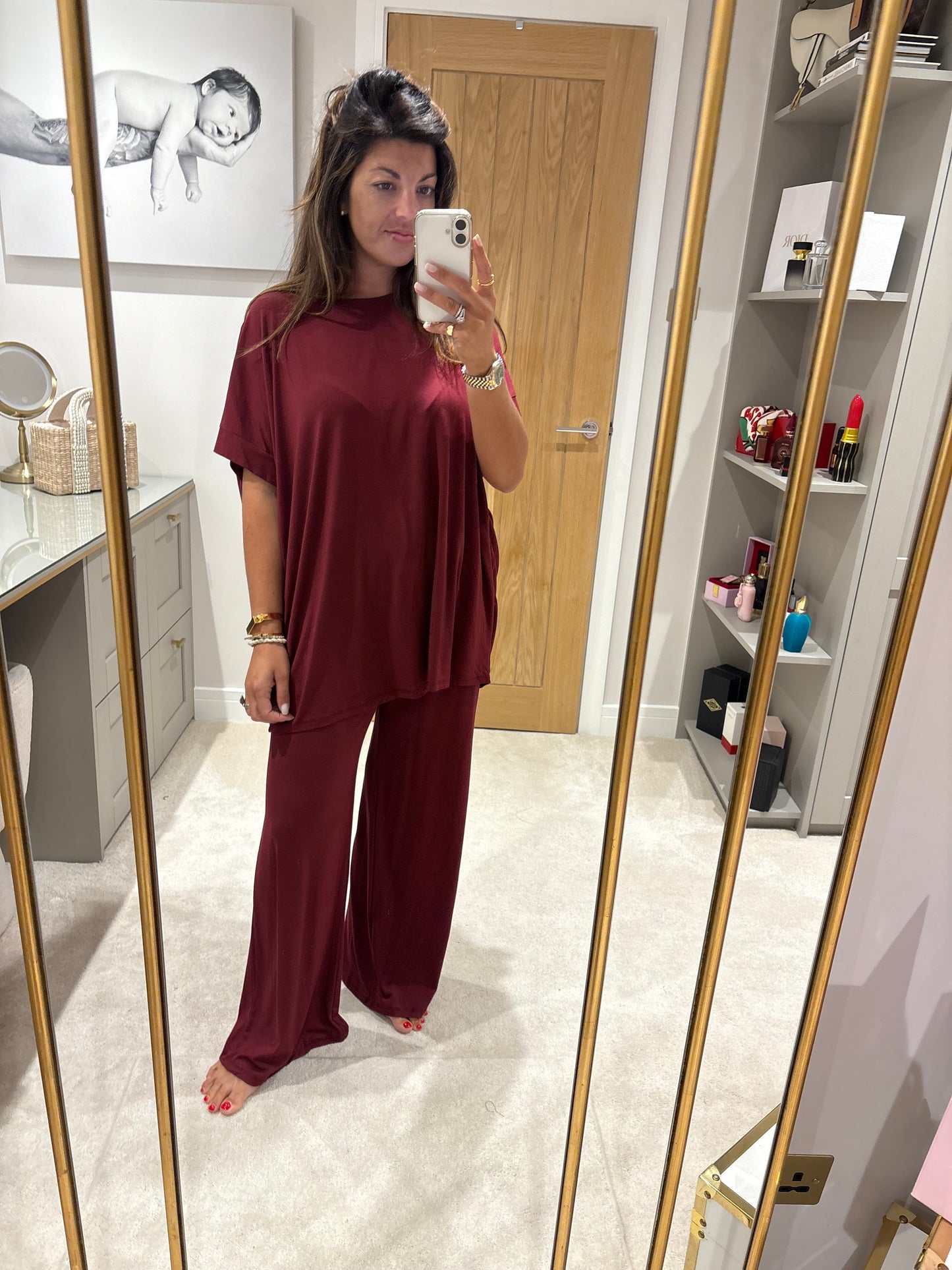 Studio Jersey Lounge Set - Red Wine