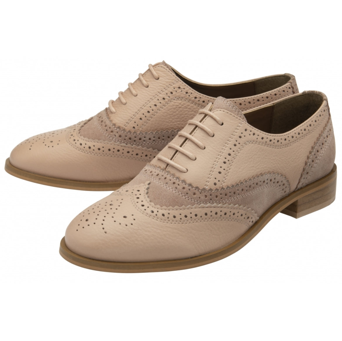 Ravel Pink Leather & Suede Oxton Brogues