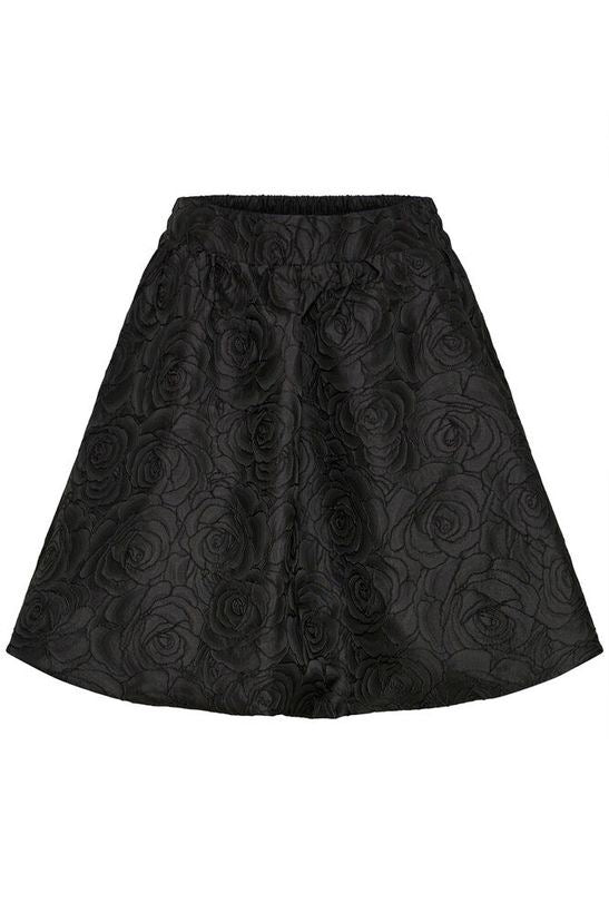 ICHI Kilua Rose Embroidered Skirt - Black