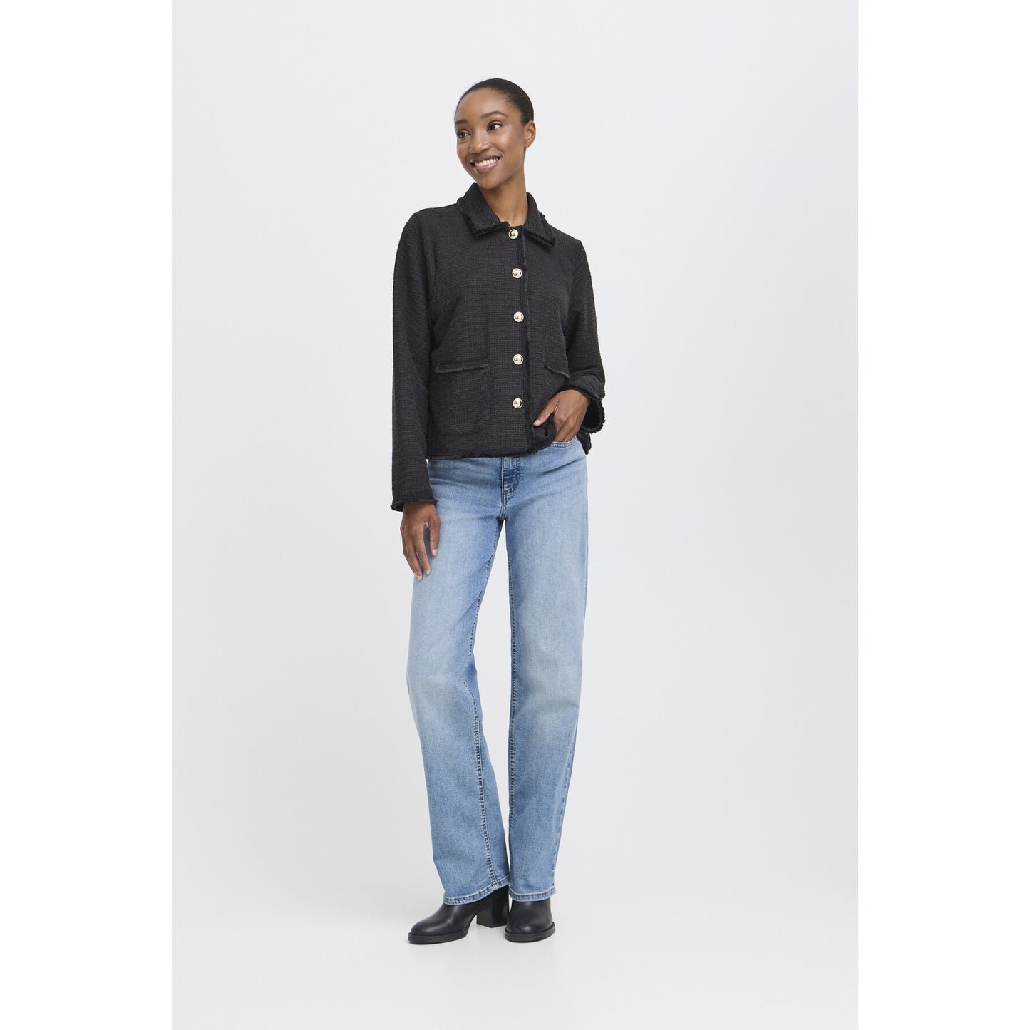ICHI Kate Fringe Jacket - Black