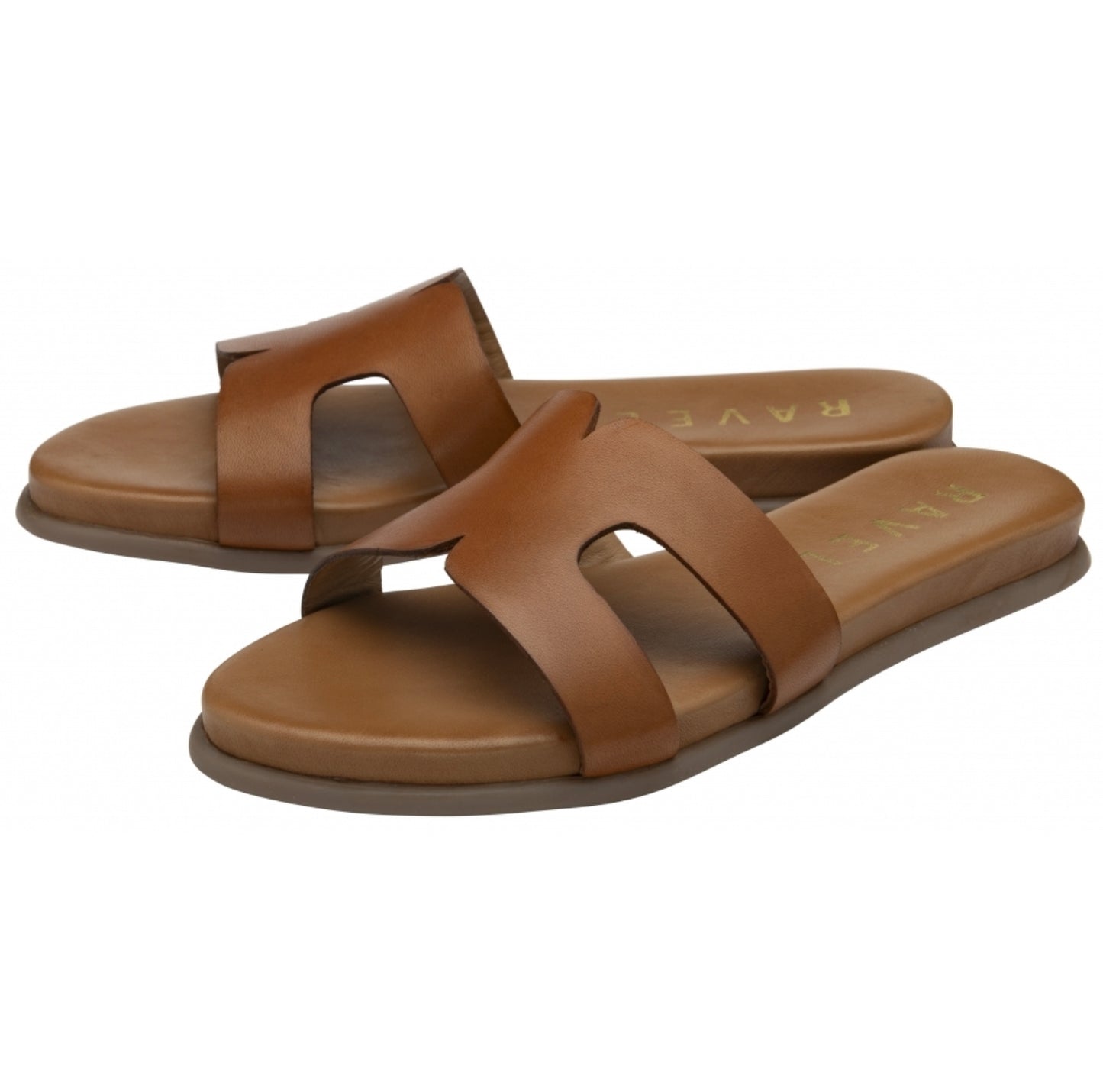 Ravel Tan Leather Fintry Flat Mule Sandals