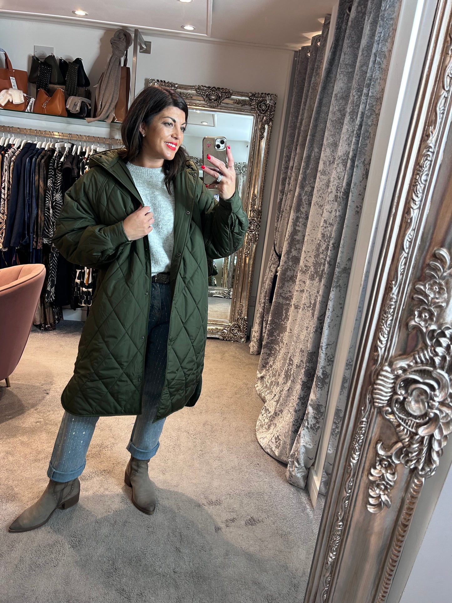 ICHI Hansa Coat Forest Green