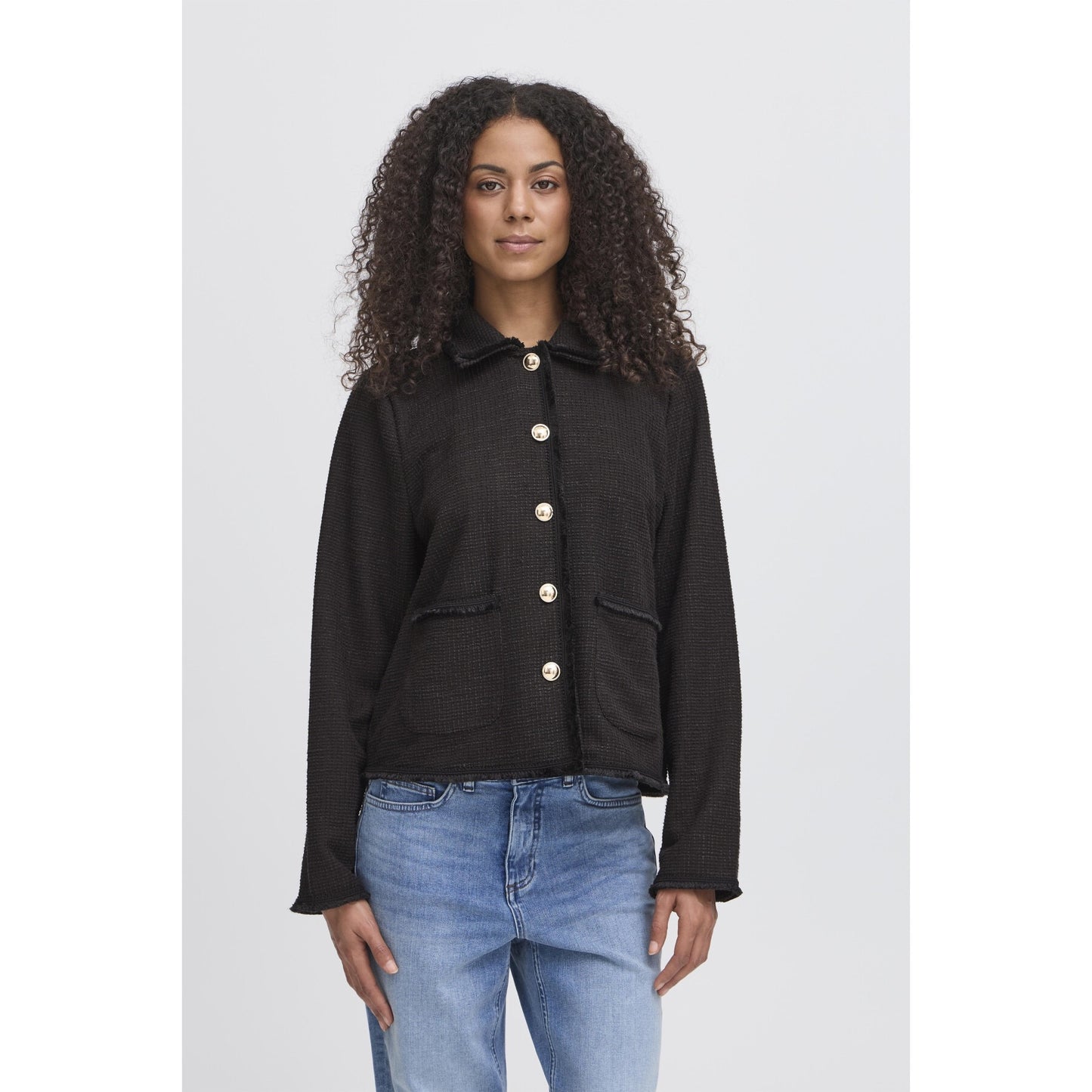 ICHI Kate Fringe Jacket - Black
