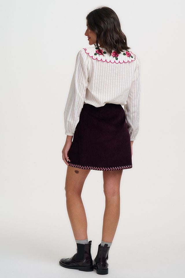 Sugarhill Brighton Susie Cord Mini Skirt - Dark Plum
