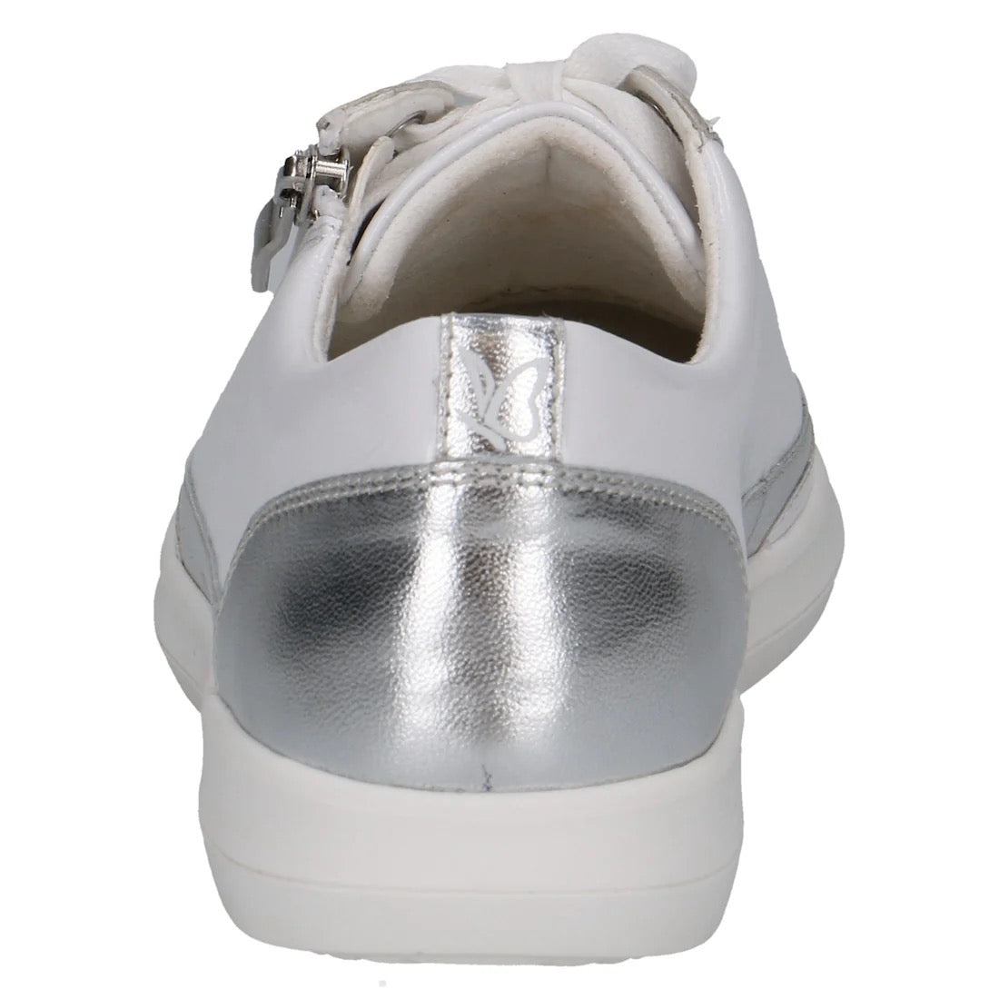 Caprice White Patent Leather Zip Trainer