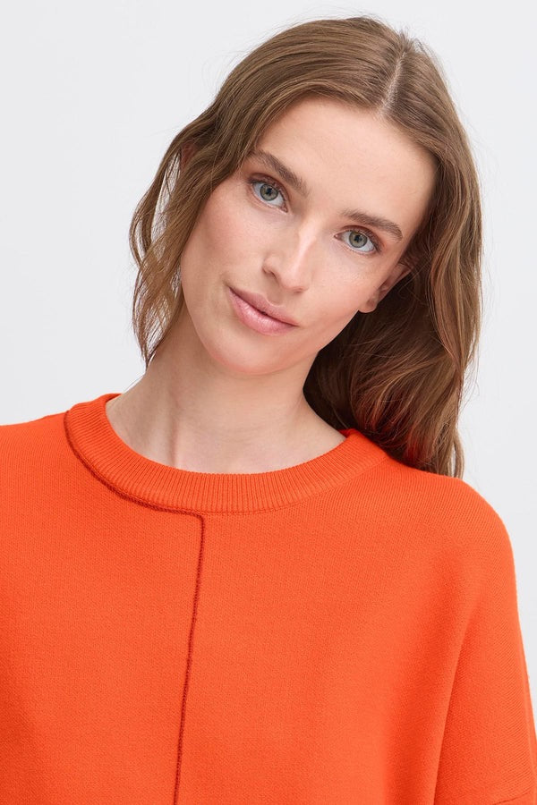 ICHI Ballia Long Sleeve Sweater - Fiery Red