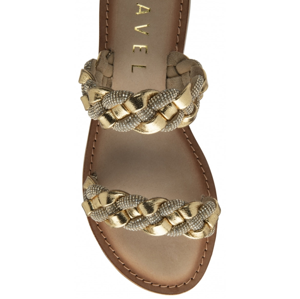 Ravel Pewter & Gold Leather Naroo Mule Sandals