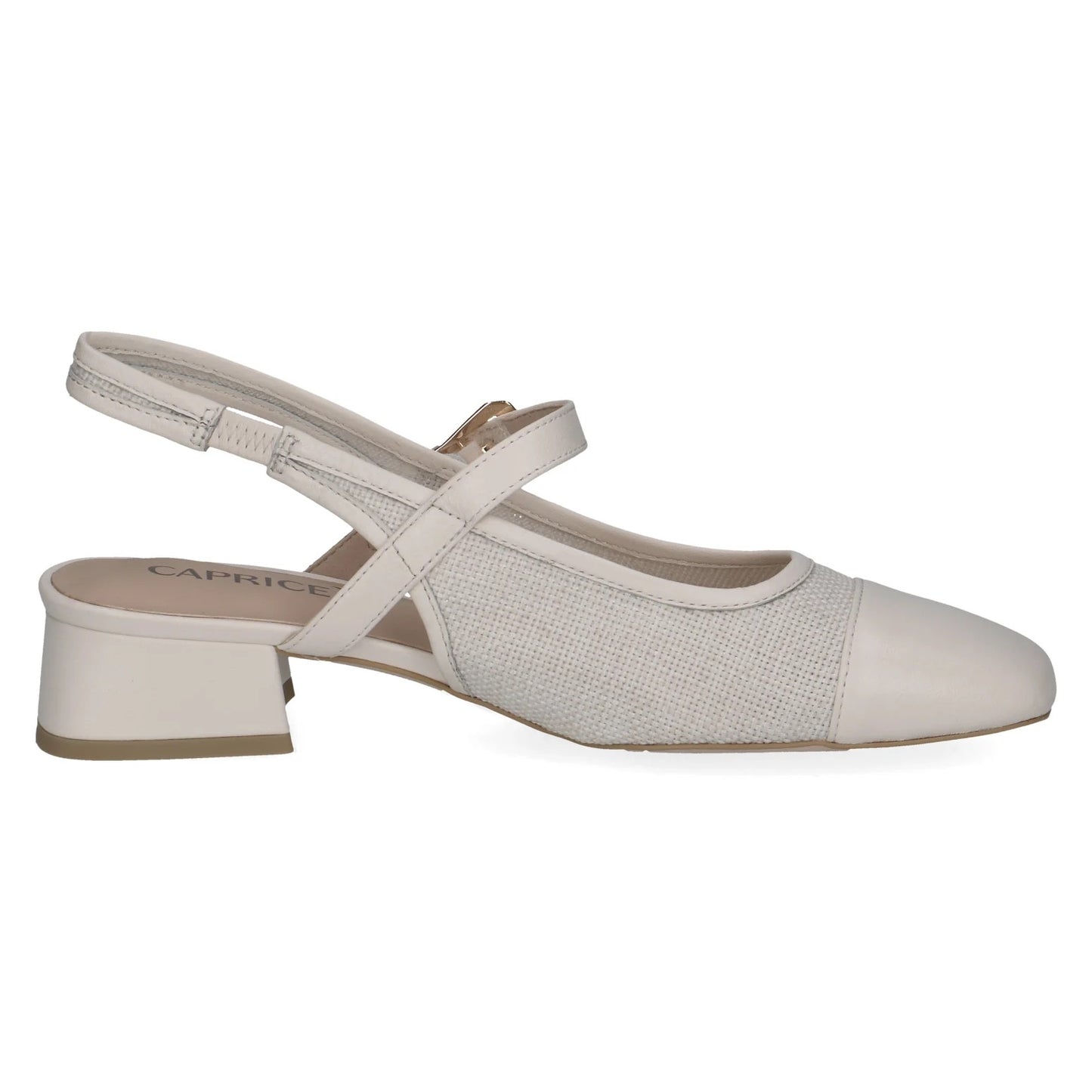 Caprice Slingback Block Heel Leather - Vanilla