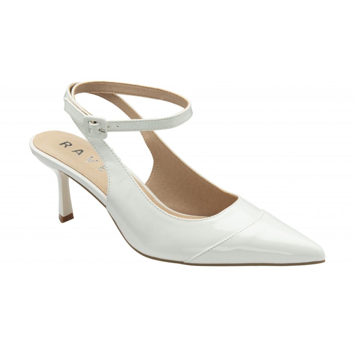 Ravel White Patent Catrine Slingback Court Shoes