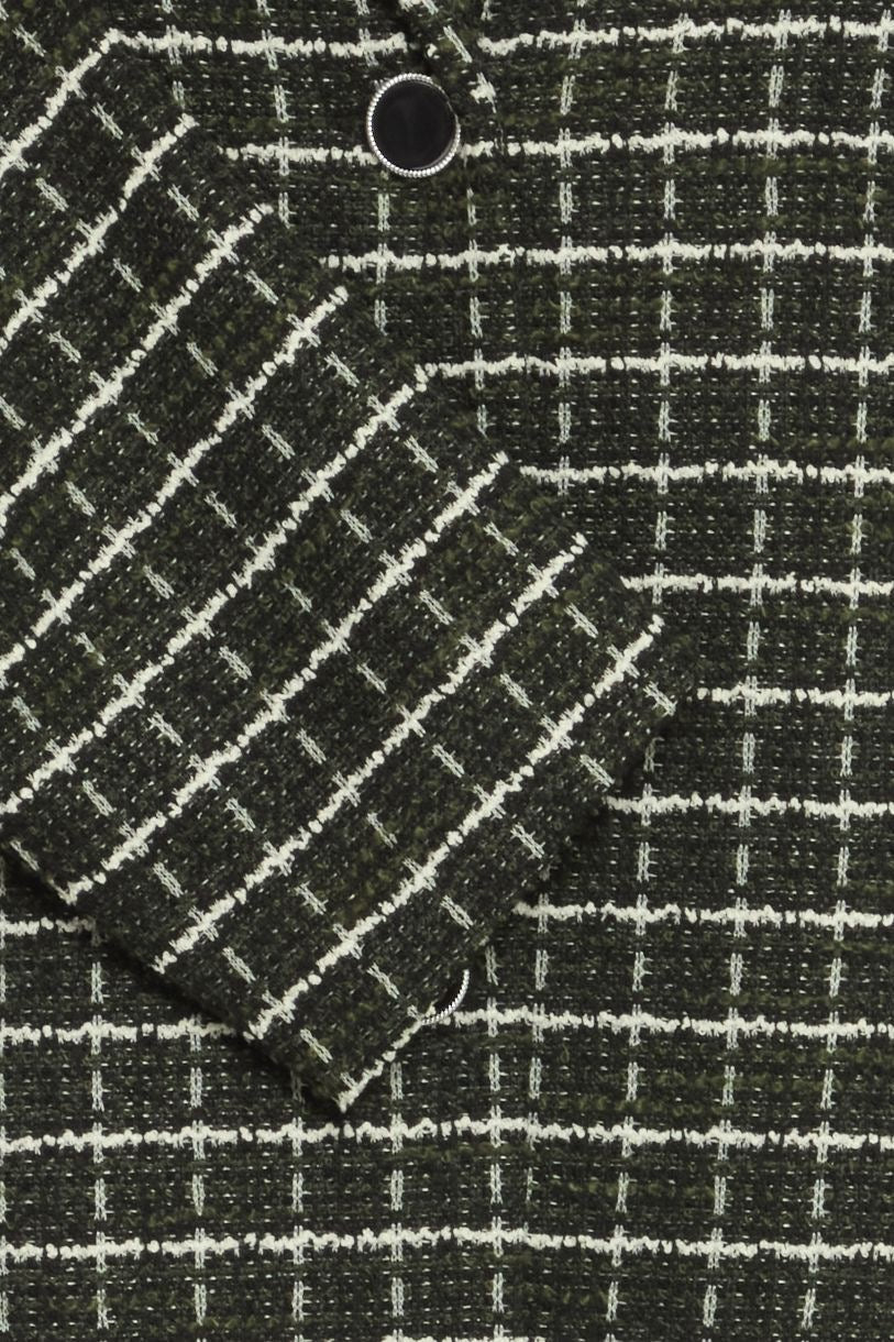 ICHI Cloule Check Tweed Jacket - Riffle Green