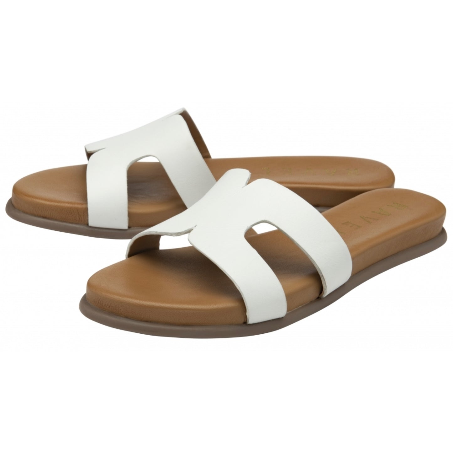 Ravel White Leather Fintry Flat Mule Sandals
