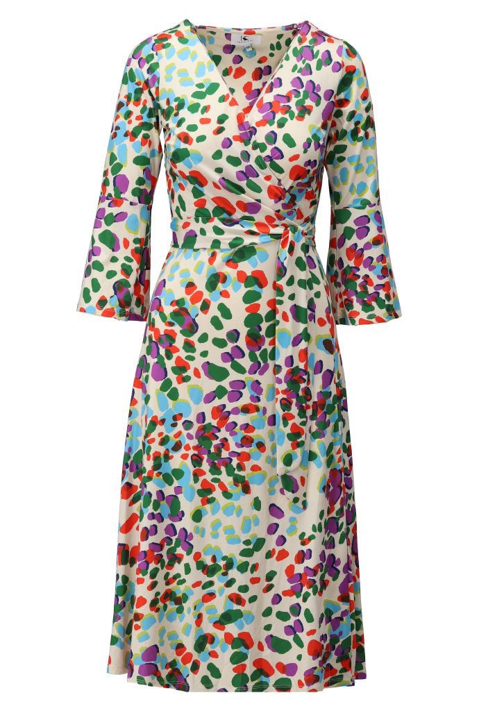 K-Design Dotty Print Wrap Style Dress - Multi