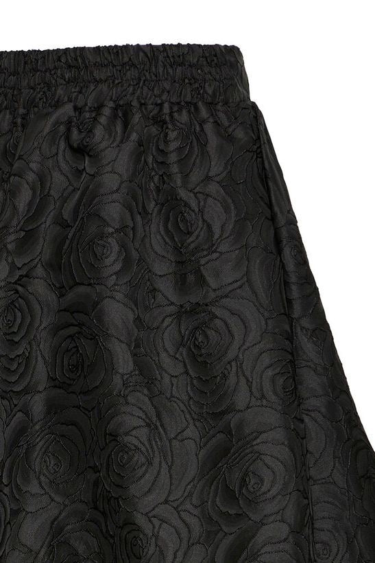 ICHI Kilua Rose Embroidered Skirt - Black
