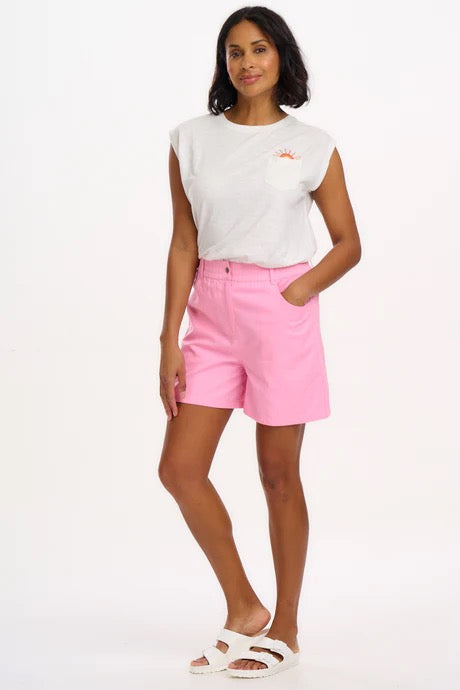 Sugarhill Brighton Lorrie Shorts - Pink, Smiley Flower Pocket