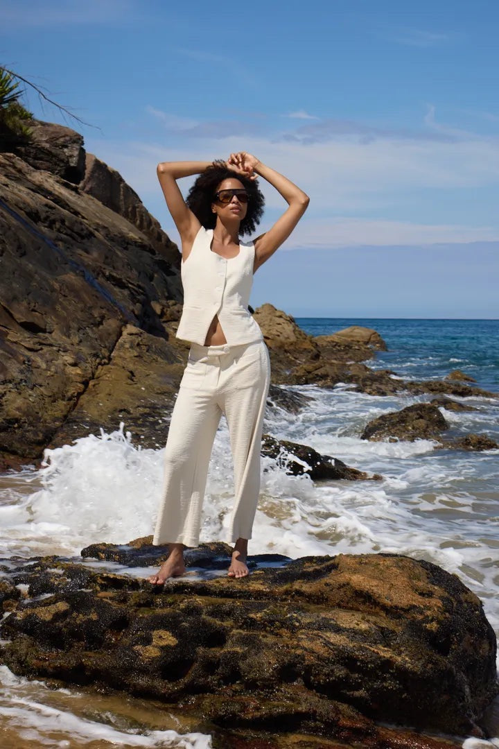 ICHI Kate Lumina Trousers - Almond Milk