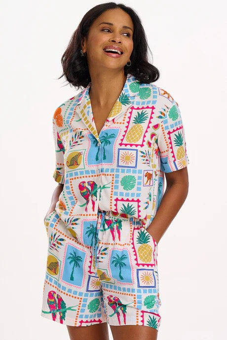 Sugarhill Brighton Patty Shorts - Off-White, Jungle Tile